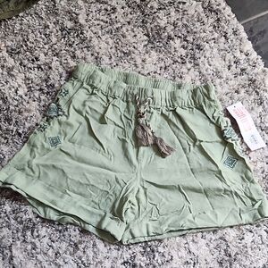 Green Embroidered Women's Shorts